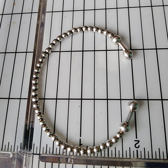 Sterling Silver beaded cuff bangle bracelet - Picture 3 of 3